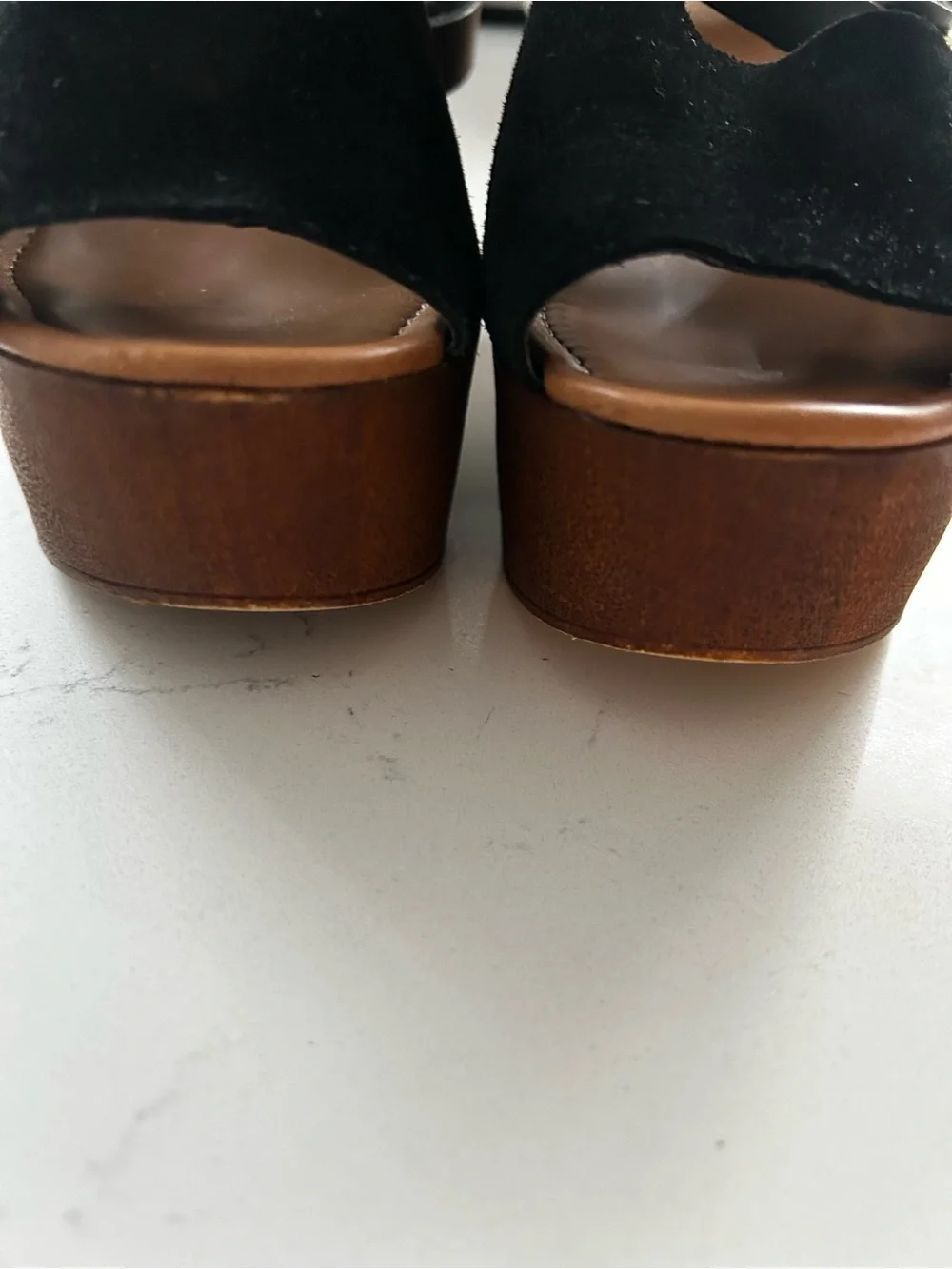 Seychelles black platform sandal heels leather suede size 8.5